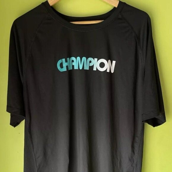 Champion Mens T Shirt Size XL Red Sunset Logo Graphic Tee Short Sleeve Green - Picture 2 of 16